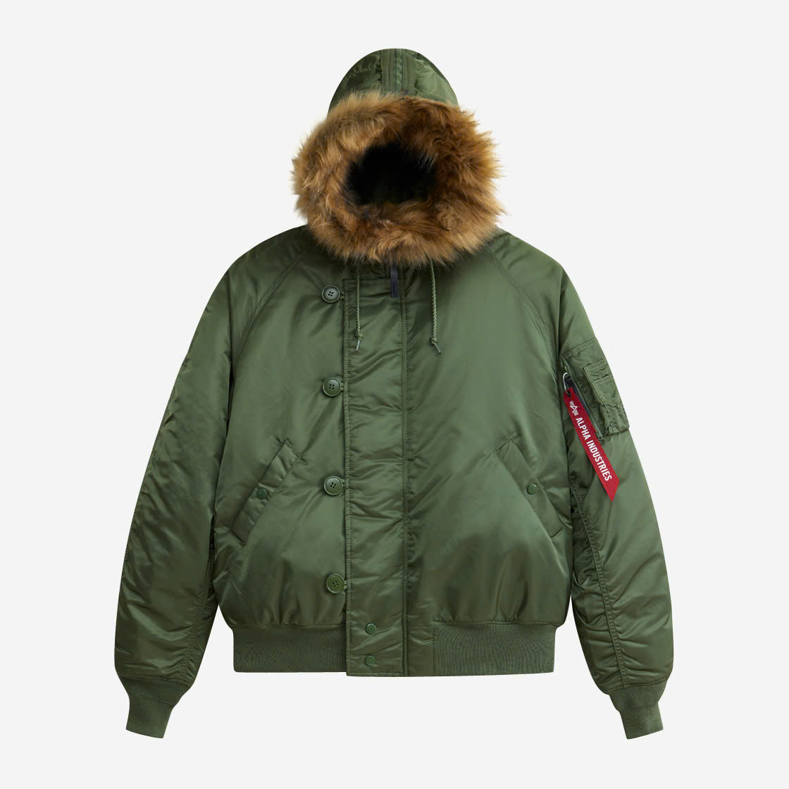 Green hooded jacket product cutout on a clean background